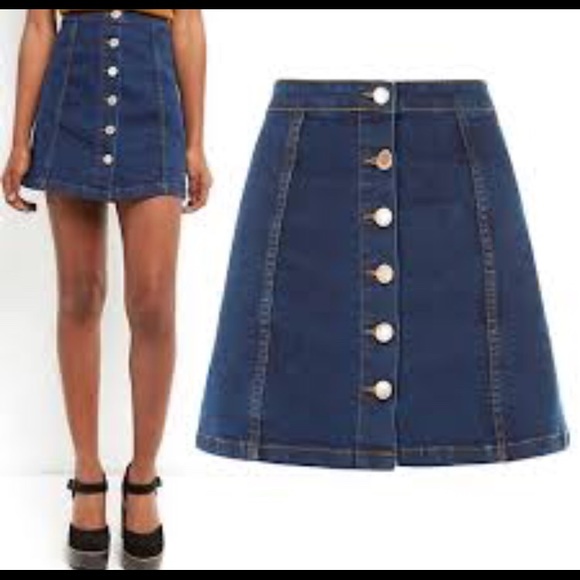 button down jean skirts